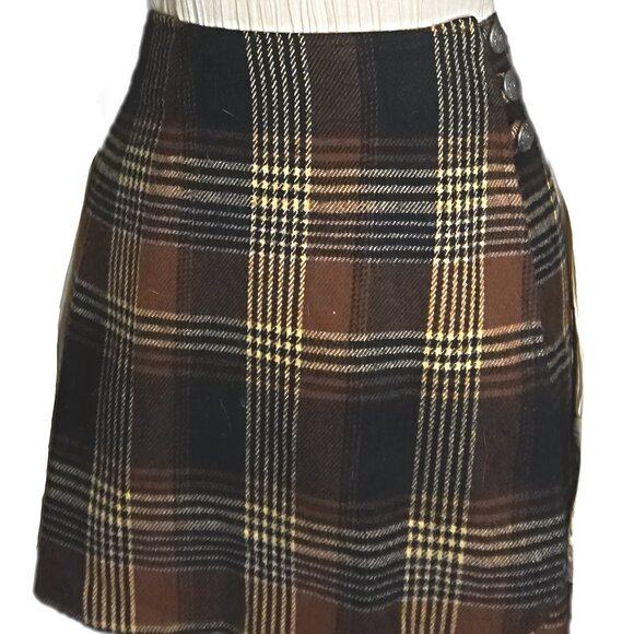 Vintage Contempo Casuals Plaid Wrap Mini Skirt - Picture 4 of 6